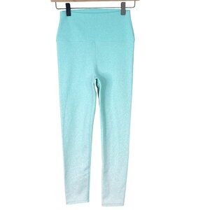 Carbon 38 Leggings Medium Core 7/8 Bright Turquoise White Ombre Jacquard Gym